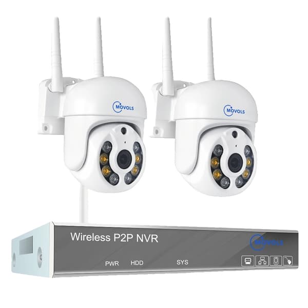 Trådlöst CCTV-system, 10CH NVR, AI-mänsklig detektion,10CH 5MP med 2 PTZ, 1T