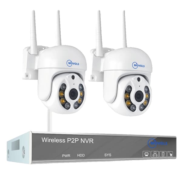 Trådlöst CCTV-system, 10CH NVR, AI-mänsklig detektion,4T, 10CH 3MP med 2 PTZ