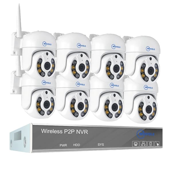 Trådlöst CCTV-system, 10CH NVR, AI-mänsklig detektion,10CH 3MP med 8 PTZ, 4T
