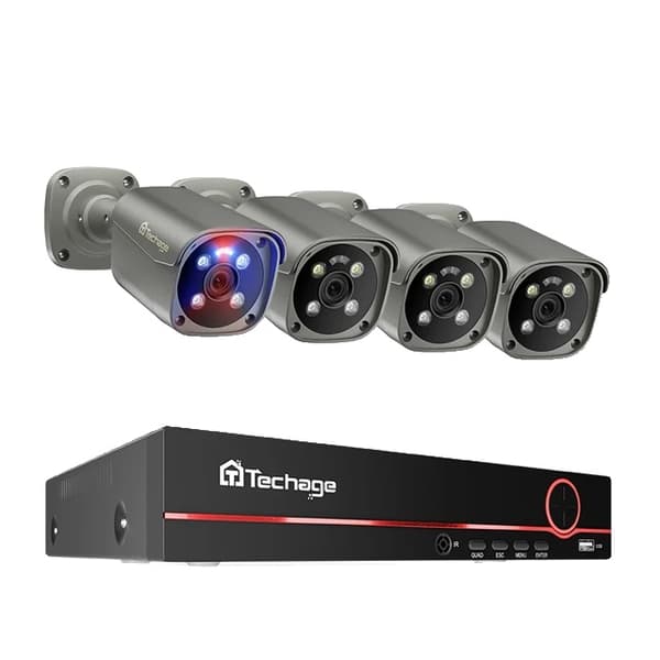 CCTV Videoovervågning, To-vejs lyd, Smart AI Ansigtsgenkendelse, Ingen, 8CH 4 stk 8MP kamera
