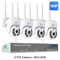 Miniatyrbild 2 av 2: Trådlöst CCTV-system, 10CH NVR, AI-mänsklig detektion,10CH 3MP med 4 PTZ, 2T