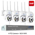 Miniatyrbild 2 av 2: Trådlöst CCTV-system, 10CH NVR, AI-mänsklig detektion,4T, 10CH 5MP med 4 PTZ