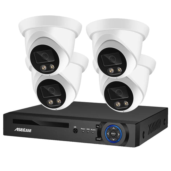 Sikkerhedskamera system, 8MP 4K opløsning, AI farve natvision, , 4CH NVR and 4 Camera, 1T
