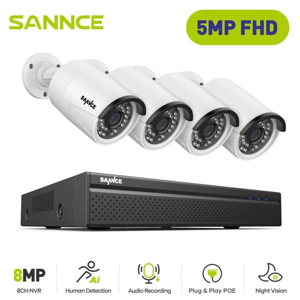 SANNCE Videovalvontajärjestelmä, 8MP Resoluutio, POE IP-kamerat,I51FQ04, Ei mitään