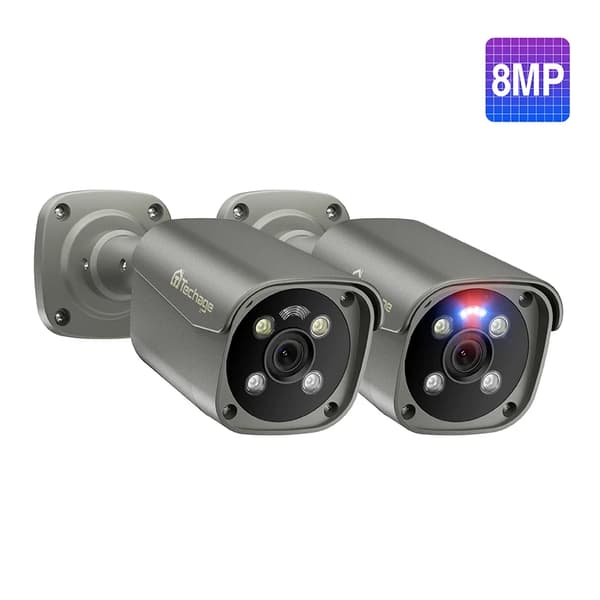 4K 8MP/5MP Udendørs Sikkerhedskamera, AI Bevægelsesdetektion, To-Vejs Lyd, Lens2 stk. 4K 8MP kamera, 3,6 mm linse