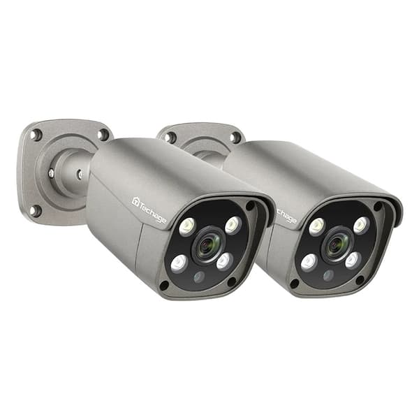 4K 8MP/5MP Udendørs Sikkerhedskamera, AI Bevægelsesdetektion, To-Vejs Lyd, Lens2 stk. 5MP Kamera, 3,6mm Linse