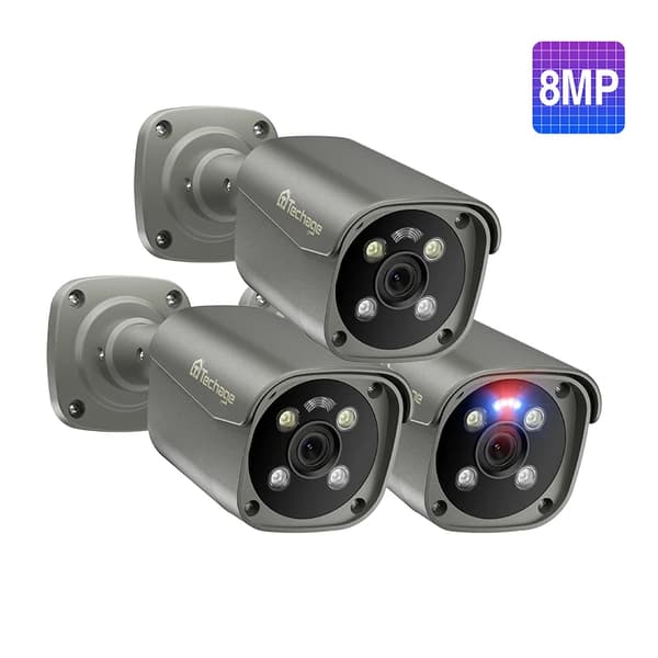 4K 8MP/5MP Utomhusövervakningskamera, AI-rörelsedetektering, Tvåvägsljud, Lens3 stycken 4K 8MP kamera, 3,6mm lins