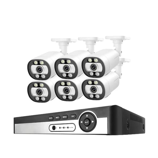 Övervakningskamera system med CCTV, 5MP upplösning, Smart AI ansiktsigenkänning, , 1T, 8CH NVR 6 Cameras