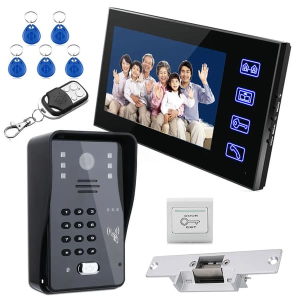 7" Video Dørtelefon Intercom System, Hands-free med Natvision, Flere Låsemetoder,816BMJKENO11816BMJKENO11