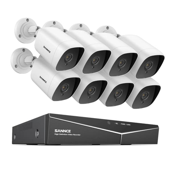 SANNCE 8CH DVR Kit, 1080P Högupplösning, Nattseende upp till 30m,8CH 8PCS DVR Kit-a, 1T
