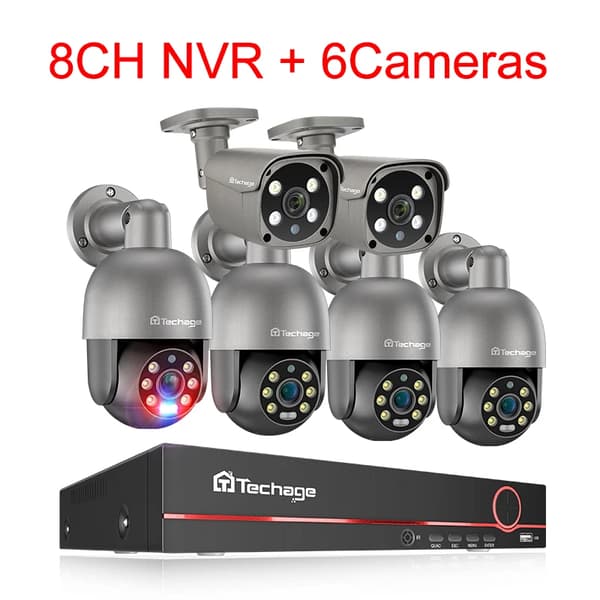 8CH POE Sikkerhedskamera System, HD 5MP Opløsning, Menneskeopdagelsesfunktion,Ingen, 8CH NVR 6 Kamera A