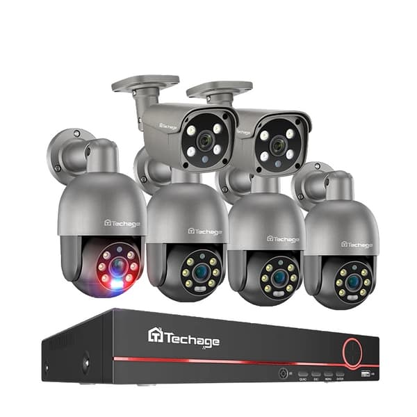 8CH POE Sikkerhedskamera System, HD 5MP Opløsning, Menneskeopdagelsesfunktion,Ingen, 8CH NVR 6 Kamera A