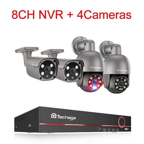 8CH POE Sikkerhedskamera System, HD 5MP Opløsning, Menneskeopdagelsesfunktion,8CH NVR 4 Kamera, 1T