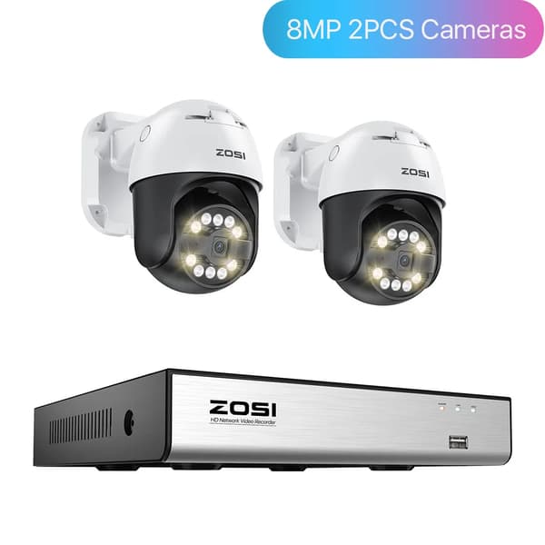 8MP Sikkerhedskamerasystem, AI Detektion, 4K NVR, To-vejs Audio,Ingen, 8MP 2 styk Kameraer