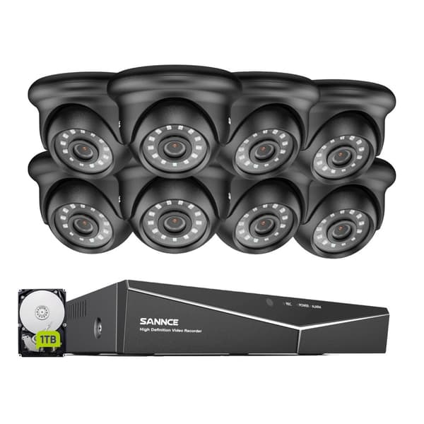 Overvågningskamera System, 1080P Opløsning, Natvision, 8PCS 1TB