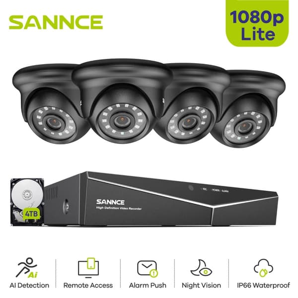 Overvågningskamera System, 1080P Opløsning, Natvision, 4PCS 4TB