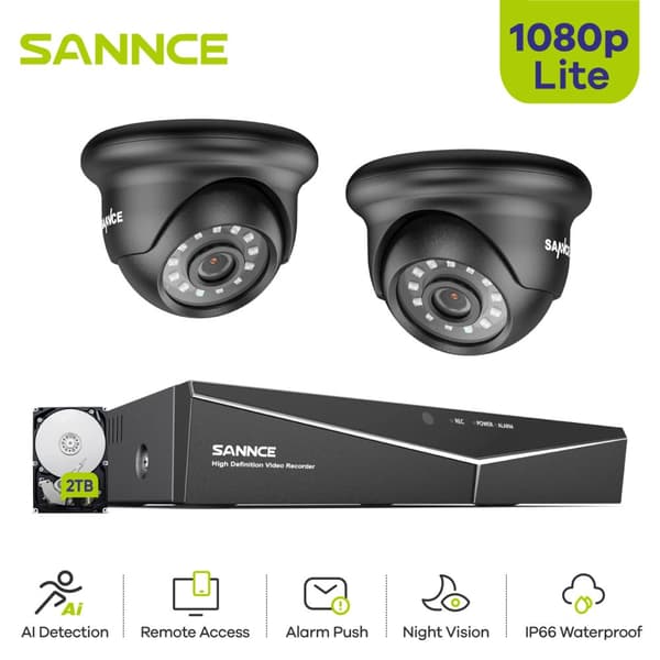 Overvågningskamera System, 1080P Opløsning, Natvision, 2PCS 2TB