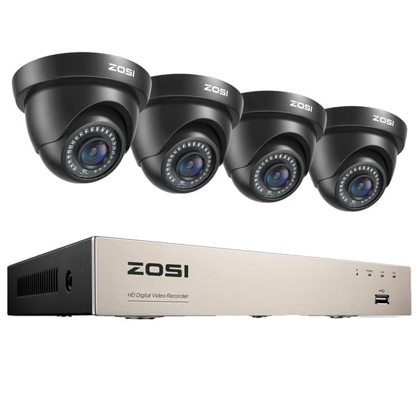 Säkerhetskamerasystem, 1080P upplösning, H265+ komprimeringsteknologi, , 4 Black Cameras, 2T