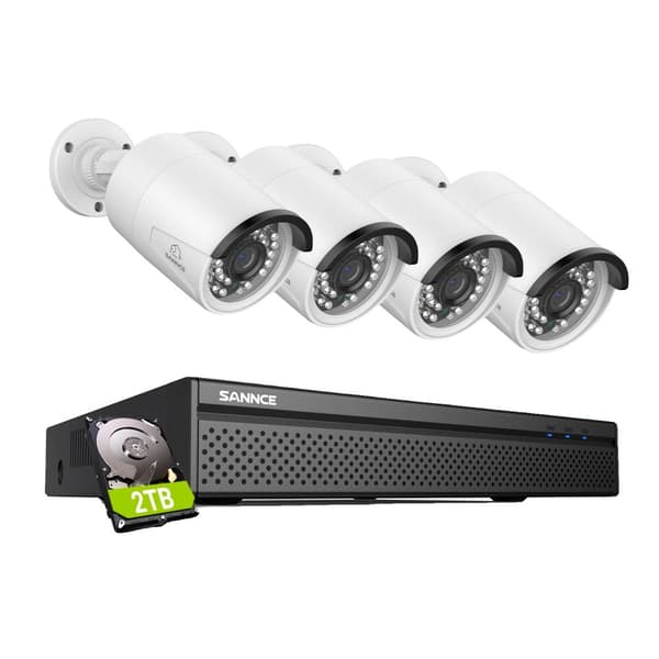 8MP CCTV Overvågningssystem, PoE, Smart Detektion, To-Vejs Lyd,4 stykker 2TB