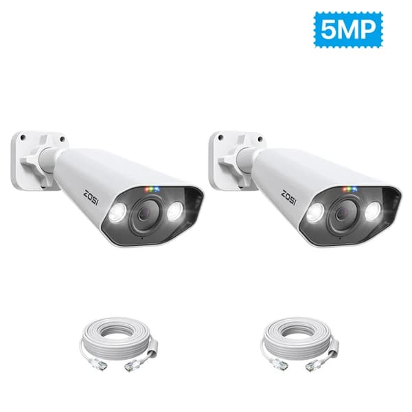 Bullet POE-kamera, Smart mänsklig fordonssökning, Färgnattsvision, 5MP 2-pack