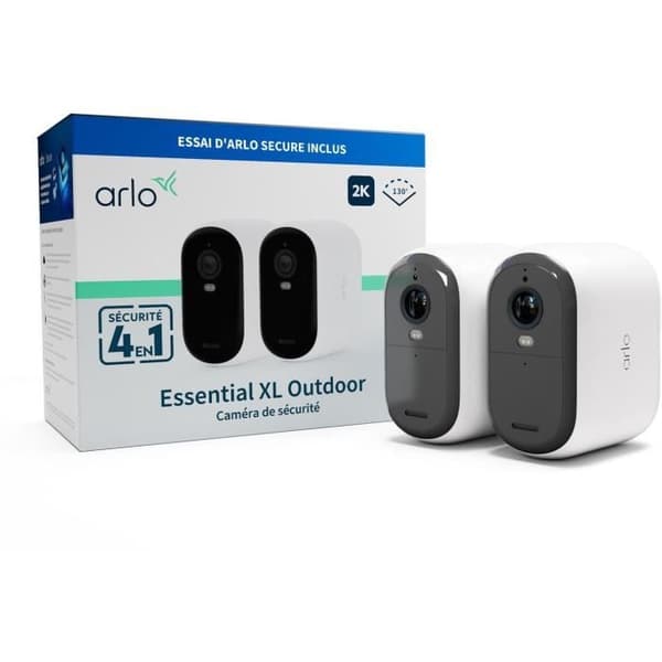 Overvågningskamera - ARLO - ESSENTIAL2 XL 2K - Infrarødt nattesyn - Trådløst - 4 i 1