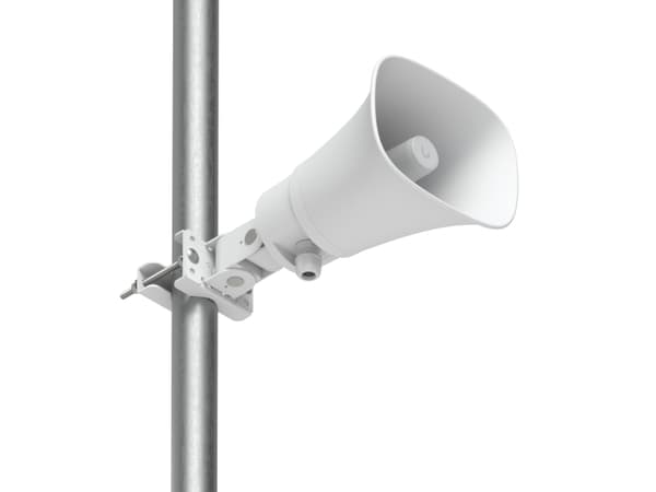 UBIQUITI AI HORN SPEAKER ALL-WEATHER POE 120 DB HORN SPEAKER WITH ADVANCED AI ALERT FUNCTIONALITY AND VERSATILE WALL, CORNER, AND POLE MOUNTING OPTIO
