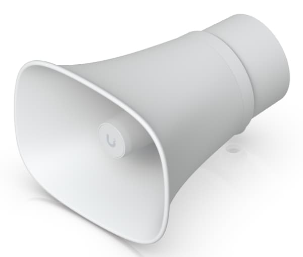 UBIQUITI AI HORN SPEAKER ALL-WEATHER POE 120 DB HORN SPEAKER WITH ADVANCED AI ALERT FUNCTIONALITY AND VERSATILE WALL, CORNER, AND POLE MOUNTING OPTIO