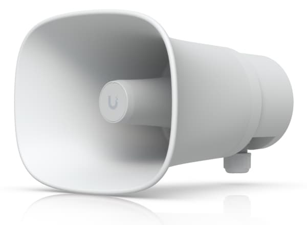 UBIQUITI AI HORN SPEAKER ALL-WEATHER POE 120 DB HORN SPEAKER WITH ADVANCED AI ALERT FUNCTIONALITY AND VERSATILE WALL, CORNER, AND POLE MOUNTING OPTIO