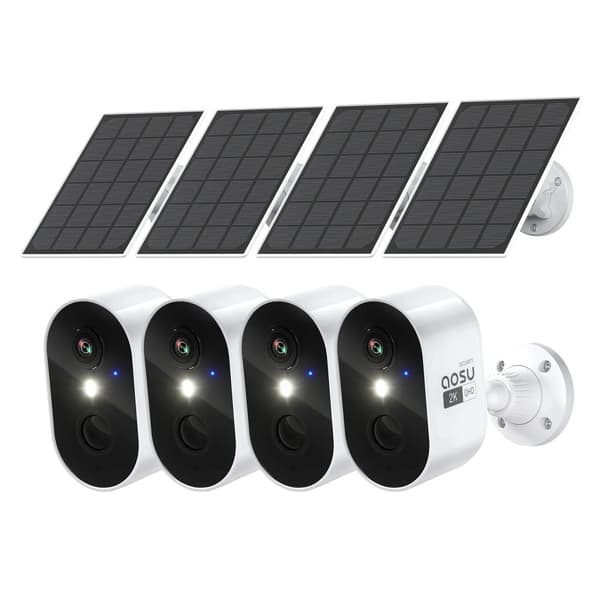 Solarsikkerhedskamera, 3MP opløsning, AI menneskedetektion, tovejslyd,4mm, 4stk, EU stik