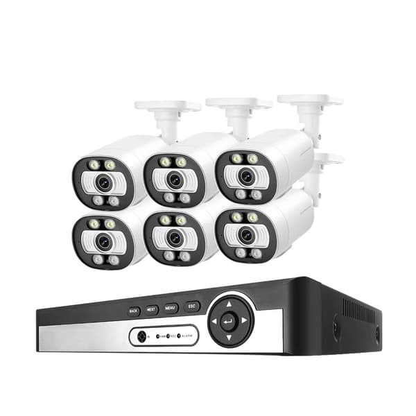 CCTV-kamerasystem, kanal, 5MP opløsning, AI ansigtsgenkendelse,4T, 8CH NVR 6 kameraer