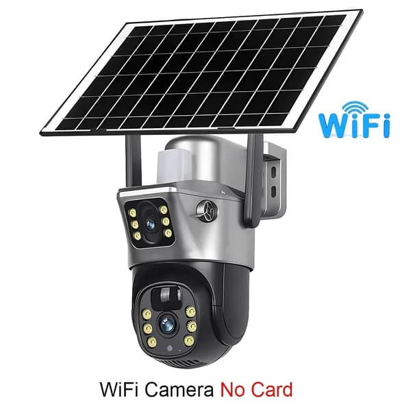 Solkamera, 8MP 4K-upplösning, fullfärgs nattseende, dubbla linser,WiFi-kamera utan kort