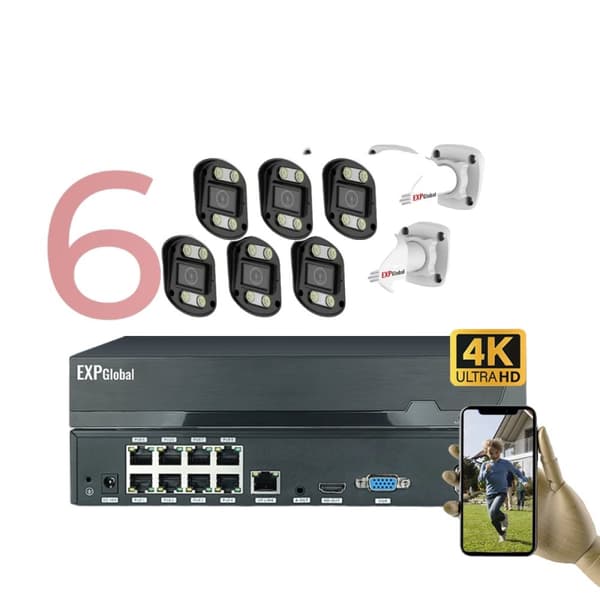 Sikkerhedskamerasystem, 5MP opløsning, kanalindgang, smart farve-natvision,8CH 6 kugle kamera, 1T