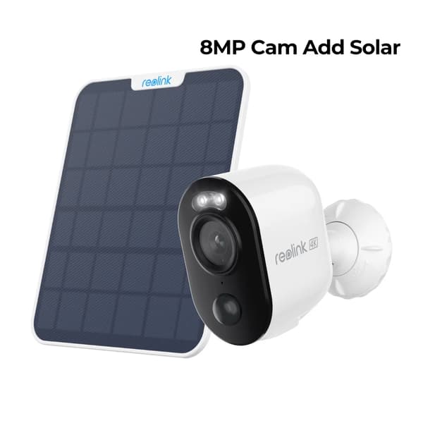Trådløst sikkerhedskamera, 8MP, farve natvision, batteridrevet,Cam Tilføj Sol