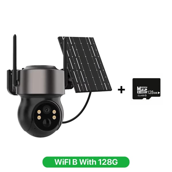 Utomhus Trådlös Solkamera, 4MP HD, IP66 Vattentålig, Tvåvägsljud,WiFI B Med 128G