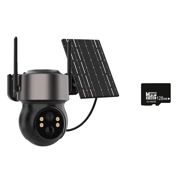 Utomhus Trådlös Solkamera, 4MP HD, IP66 Vattentålig, Tvåvägsljud,WiFI B Med 128G