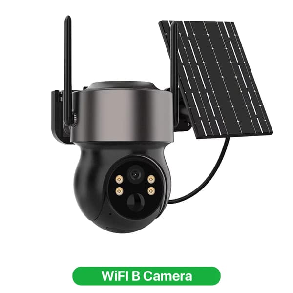 Udendørs trådløs solkamera, 4MP HD, IP66 vandtæt, tovejskommunikation,WiFI B Kamera