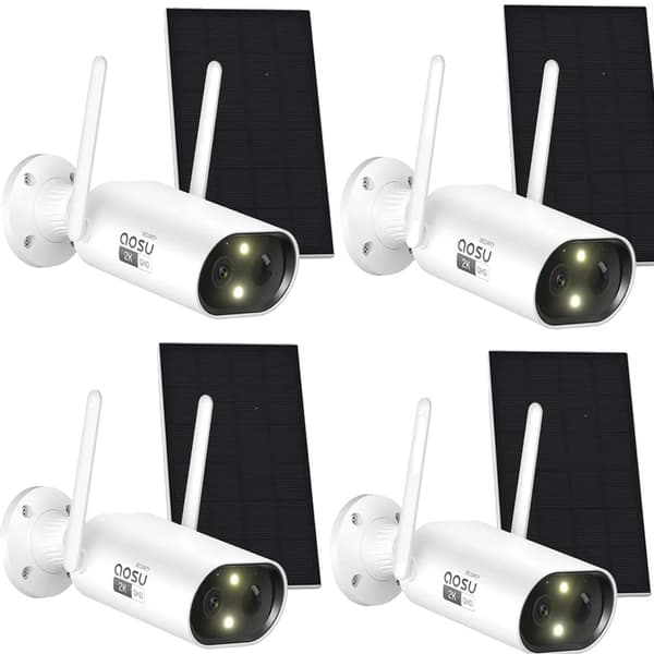 WiFi Solkamera, 3MP Opløsning, Nattesyn op til 10 meter, Vandtæt IP66,4mm, 4stk, EU stik