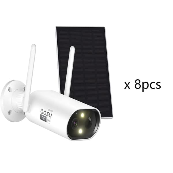 WiFi Solkamera, 3MP Upplösning, Nattseende upp till 10 meter, Vattentålig IP66,4mm, 8st, EU-plugg