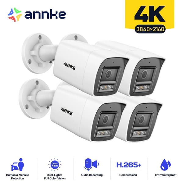 4K IP-kamera, mänsklig och fordonsdetektering, färgnattseende, IP67 vattentålig klassning,Kula