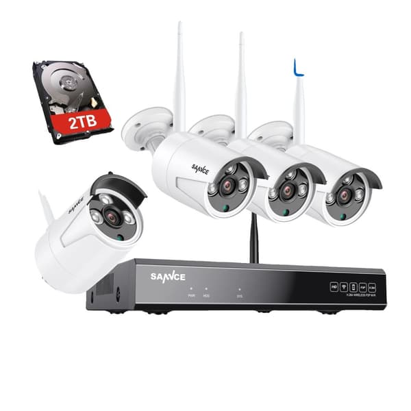Overvågningskit, 3MP opløsning, natvision op til 30 meter, vejrbestandig IP66,4PCS 2TB