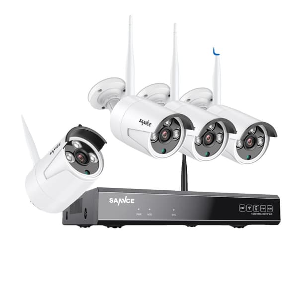 Overvågningskit, 3MP opløsning, natvision op til 30 meter, vejrbestandig IP66,4PCS 0TB
