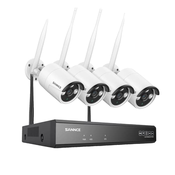 Sikkerhedssystem, 5MP videoopløsning, 10CH trådløs indgang, nattevision op til 30 meter,4T, 4PCS KAMERAS