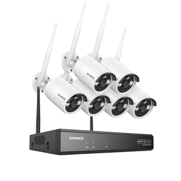 Sikkerhedssystem, 5MP videoopløsning, 10CH trådløs indgang, nattevision op til 30 meter,6PCS KAMERER, 1T