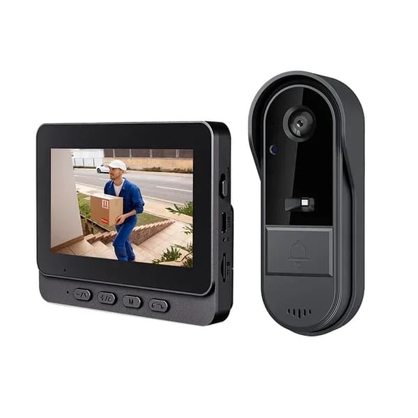 Trådløs Video Dørklokke, 4,3 Tommer Skærm, 1280x720 Video Opløsning, To-Vejs Intercom,Med 64G SD-kort
