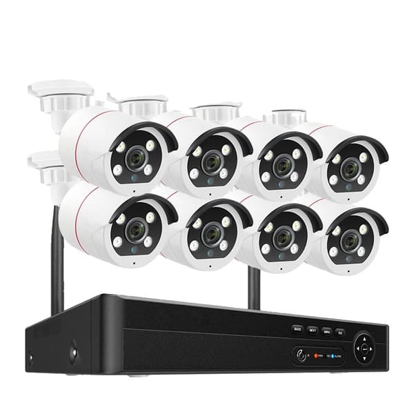 Sikkerhedssystem, 8 kanaler, 5MP opløsning, intelligente advarsler,8CH NVR og 8 Kamera, EU Stik, 1T