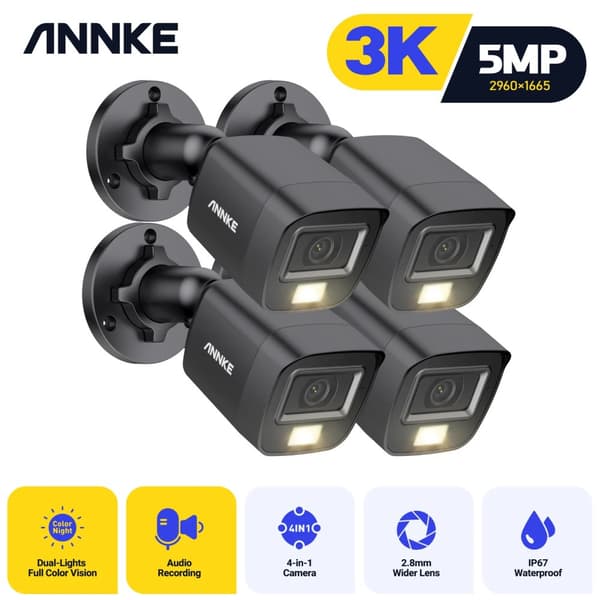 CCTV-kamera, 3K opløsning, IP67 vandtæt, 2,8 mm linse,Kugle Sort