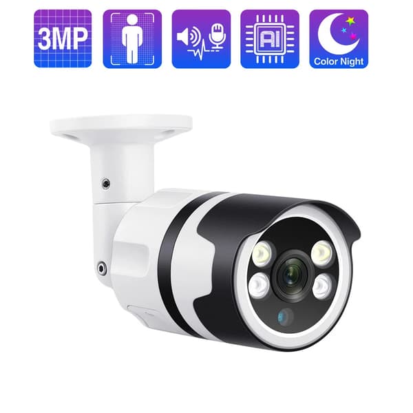 PTZ WIFI Kamera, AI Menneskeidentifikation, Farve Nattesyn, Vandtæt IP66,3MP Kamera B