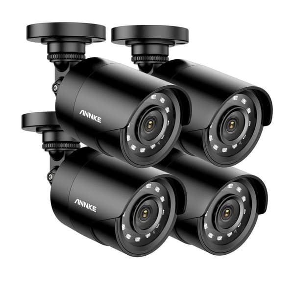 Övervakningskameror, 2MP, Infraröd teknik, Kulformad,4Pcs Svart