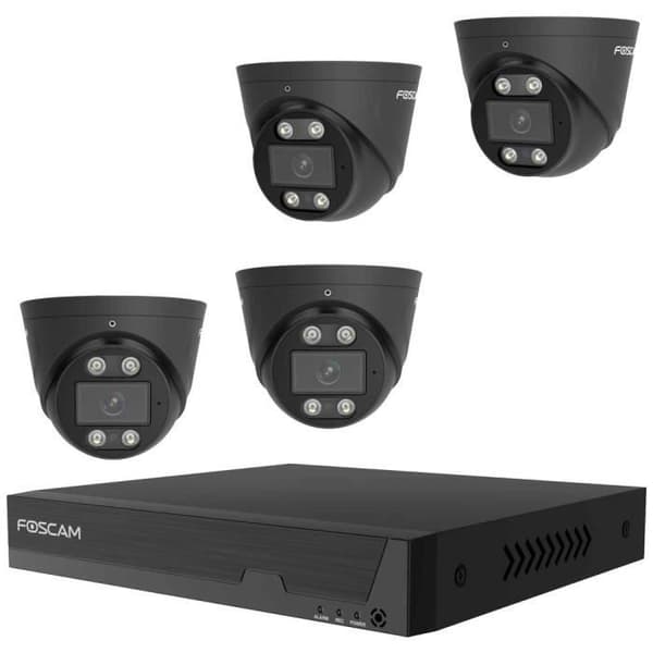 Foscam FN9108E-T4-2T svart Ethernet IP-set för övervakningskamera 8 kanaler med 4 kameror 3840 x 2160 pixlar