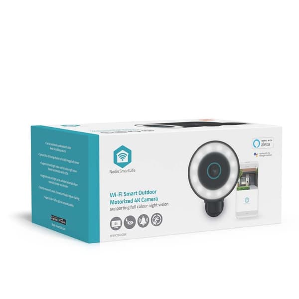 Nedis SmartLife Utendørs kamera | Wi-Fi | Søkelys | 4K / 3840x2160 | IP65 | Cloud Storage (valgfritt) / microSD (ikke inkludert) / Onvif | 5 V DC | Me